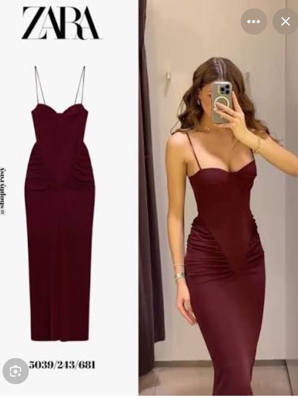 Bustier Midi Dress with Spaghetti Straps - Burgundy